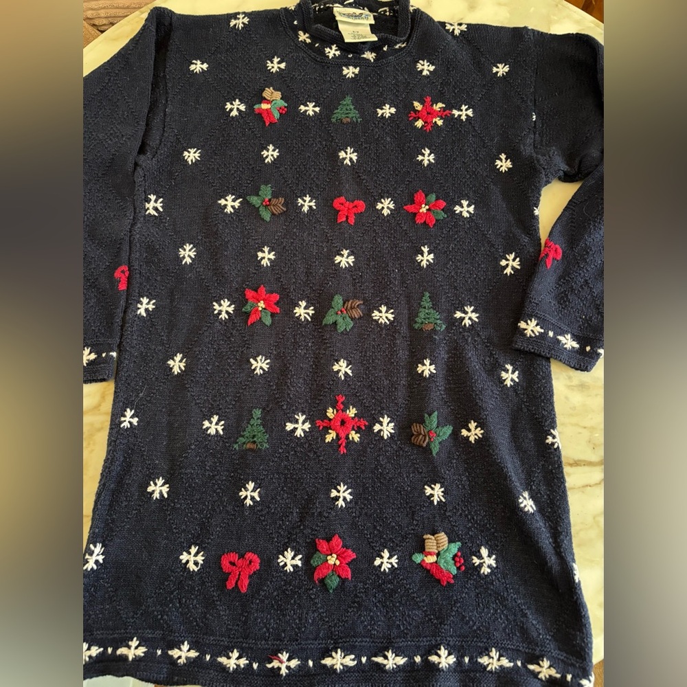 Northern Reflections Navy Sweater with Festive Accents